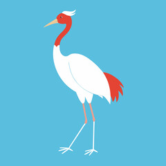 Red-crowned Crane vector art illustration