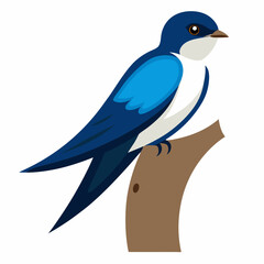 Tree Swallow bird in a tree trunk vector illustration