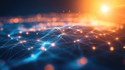 Abstract digital connections creating a shimmering network in a futuristic backdrop