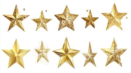 This set includes a variety of sparkling gold stars in various sizes and orientations. These stars are perfect for adding a touch of elegance and festivity to your design projects