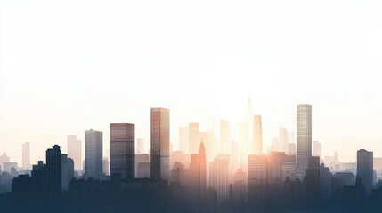 city skyline sunset urban silhouette buildings architecture dusk horizon metropolitan skyline view modern city cityscape evening light clouds sun rays 