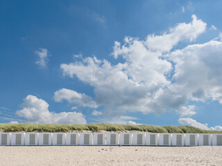 Fototapeta premium Strandhuisjes Bergen aan Zee, Noord-Holland province, The Netherlands
