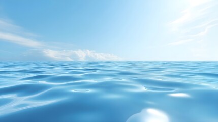 A serene blue water surface reflecting the sky, with gentle ripples creating a calming effect, perfect for backgrounds,No blurriness