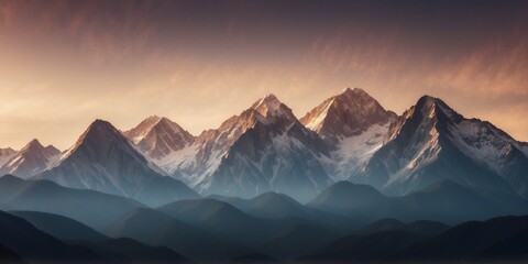 Fototapeta premium A mountain range with peaks that appear to be made of solidified smoke.