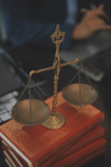 Law theme, gavel or mallet of the judge, lawyer enforcement officers, evidence-based cases taken into account in the court abount business, legislation.