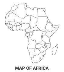 Outline Africa map with borders of region vector illustration
