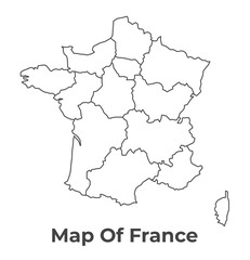 Outline France map with borders of region vector illustration