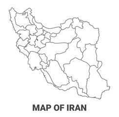 Obraz premium Outline Iran map with borders of region vector illustration