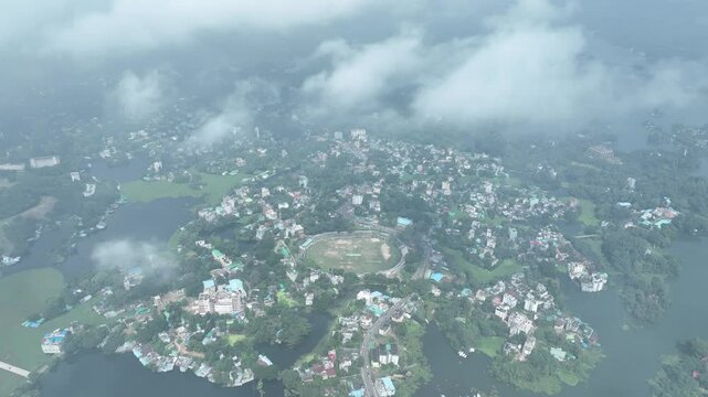 Aerial video of Rangamati stadium in Bangladesh