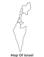Outline Israel map with borders of region vector illustration