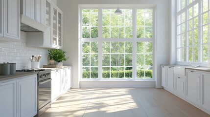 Bright and Airy Kitchen Design with Integrated Dishwasher and Sunlit Windows for Modern Homes