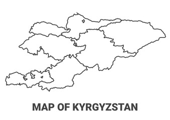 Outline Kyrgyzstan map with borders of region vector illustration