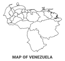 Outline Venezuela map with borders of region vector illustration