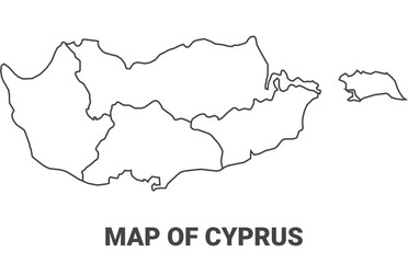 Fototapeta premium Outline Cyprus map with borders of region vector illustration