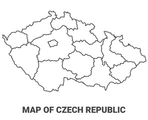 Outline Czech Republic map with borders of region vector illustration