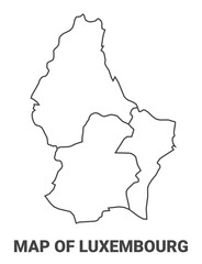 Outline Luxembourg map with borders of region vector illustration