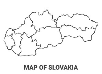 Fototapeta premium Outline Slovakia map with borders of region vector illustration