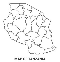 Obraz premium Outline Tanzania map with borders of region vector illustration
