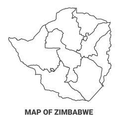 Outline Zimbabwe map with borders of region vector illustration