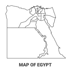 Outline Egypt map with borders of region vector illustration