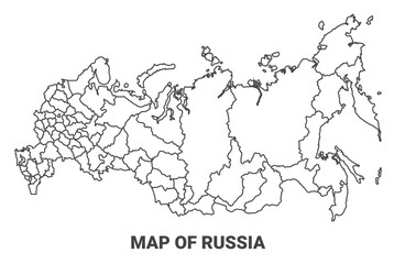 Outline Russia map with borders of region vector illustration