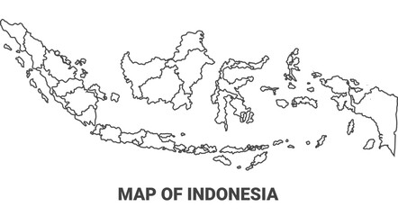 Outline Indonesia map with borders of region vector illustration