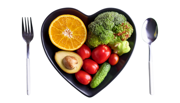 Heart Health Through Nutritional Eating: Cholesterol-Friendly Diet and Wellness Tips Isoalted On White Background