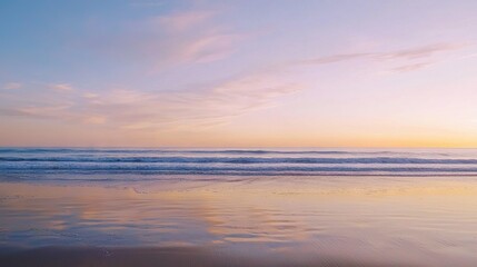  A beach view with waves from water and cloud-filled sky