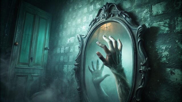 A Spooky Close-up of a Ghostly Hand Reaching Out Perfect for Halloween-Themed Designs and Decorations