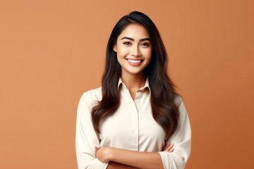 Fototapeta premium Beautiful Asian woman in casual with smile cheerful