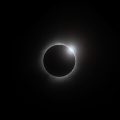 Baileys beads with prominences, just before totality on a total solar eclipse, taken from Blenheim, Ontario Canada on April 8, 2024