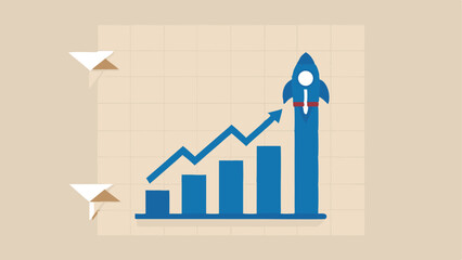 Exponential growth or compound interest, investment, wealth or earning rising up graph, business sales or profit increase concept