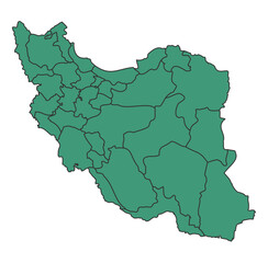 Green Iran simple map with states border outline vector