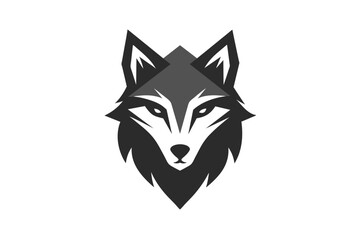 A fox head icon, featuring a modern stylish shape with an underline, set on a solid white background silhouette black vector art illustration