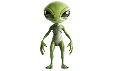 3d green alien on transparent background, png	
