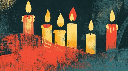 Illustration of a candle lighting ceremony with glowing festive candles symbolizing the sanctity of a day of rest in a cultural tradition
