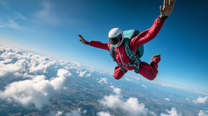 a man doing free fall from plane