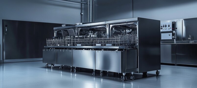 Industrial Commercial Dishwasher with Multiple Zones for High-Capacity Cleaning in a Professional Kitchen