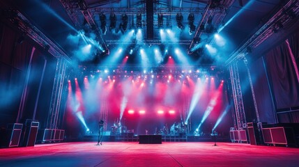 Concert Stage with Lights and Fog