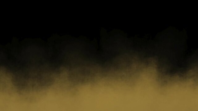 Realistic brown soil sand dust floating on black background. Moving soil dust powder particles or smoke in slow motion