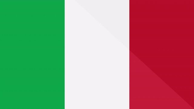 Animation of the appearance and disappearance of a flat flag 2D Italy