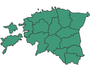 Green Estonia simple map with states border outline vector