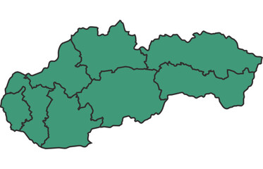 Green Slovakia simple map with states border outline vector