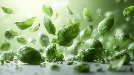 Fresh Basil Leaves in Motion Generative AI
