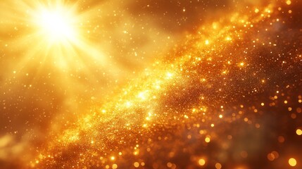Obraz premium Golden Glitter Explosion with Sunlight Generative AI