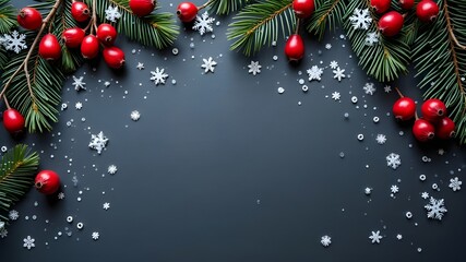 christmas background with cherry and leaf, Christmas symbols