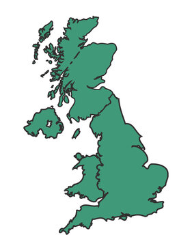 recommend clip art: Green United Kingdom simple map with states border outline vector