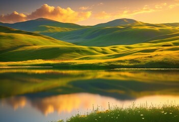 vibrant scenery illuminated warm light creating beautiful landscape, aesthetic, beauty, bright, colors, daylight, delightful, delight, environment