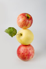 balance of apples, new harvest, on a white background
