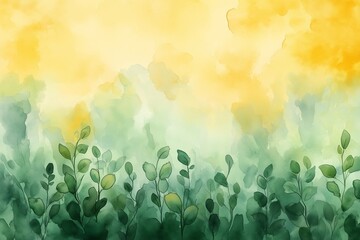 Yellow and green watercolor background for spring